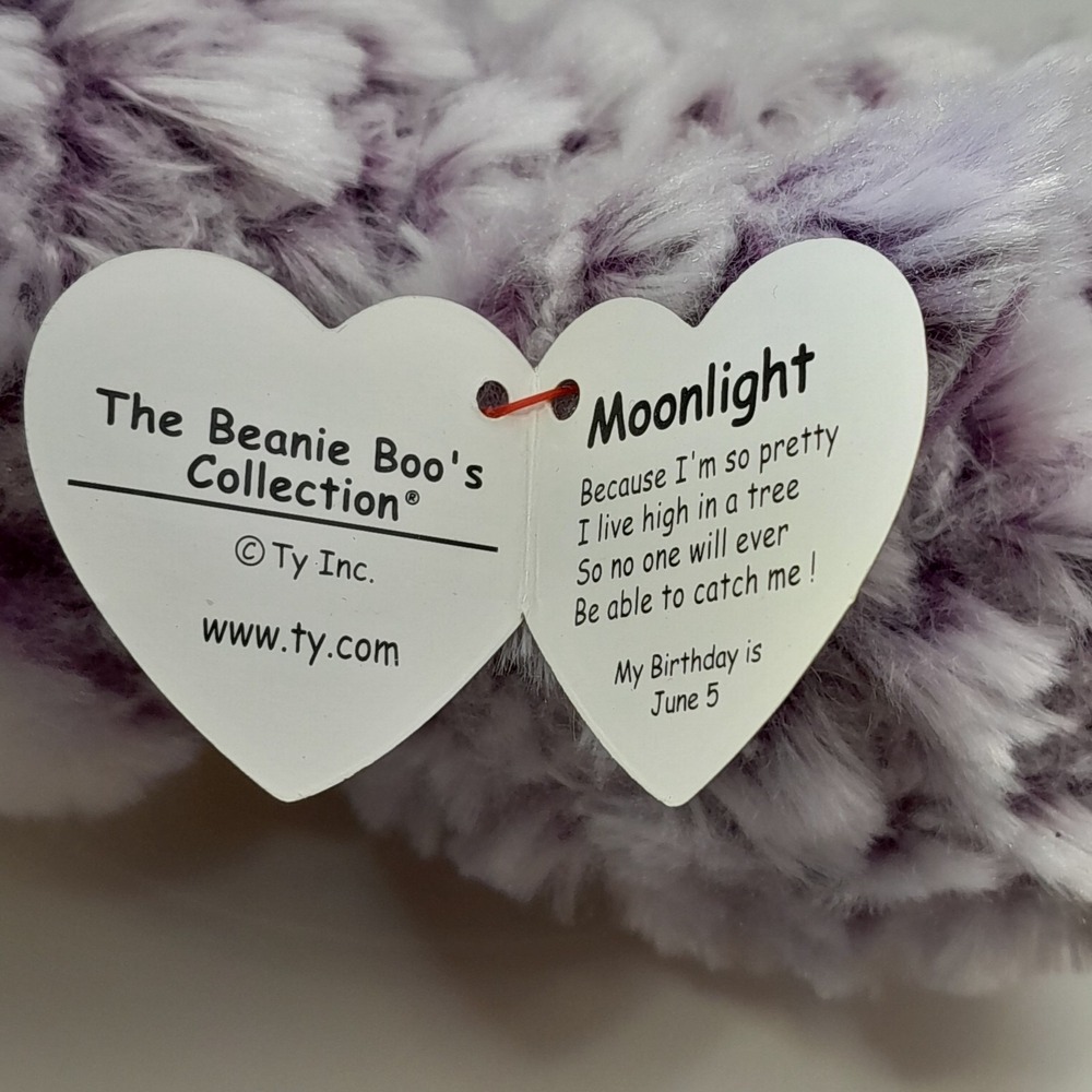 TY Beanie Boos Moonlight the Purple Owl 6 Inch Glitter Eyes Plush Toy - Picture 10 of 10